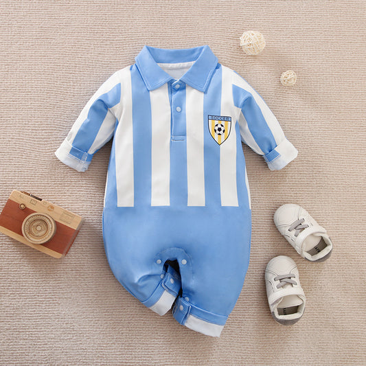 Blue Football Soccer Jersey Romper babysuit