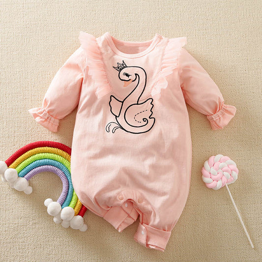 Pink princess Romper with a duck