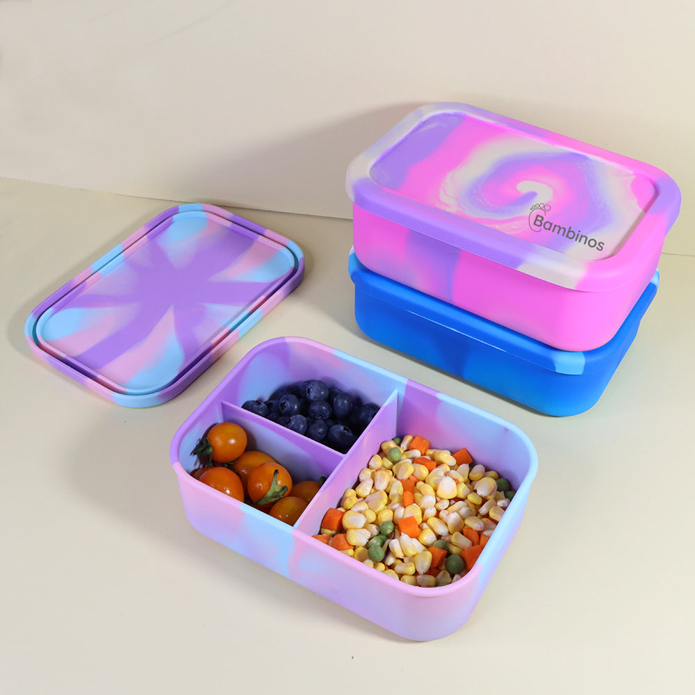 Bambinos Kids Silicone Lunch Box Portable Bento Box Food Storage School Container