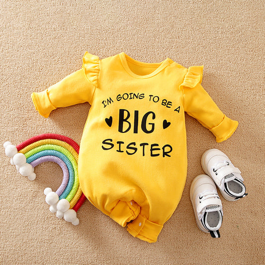 Yellow Big Sister Baby Romper