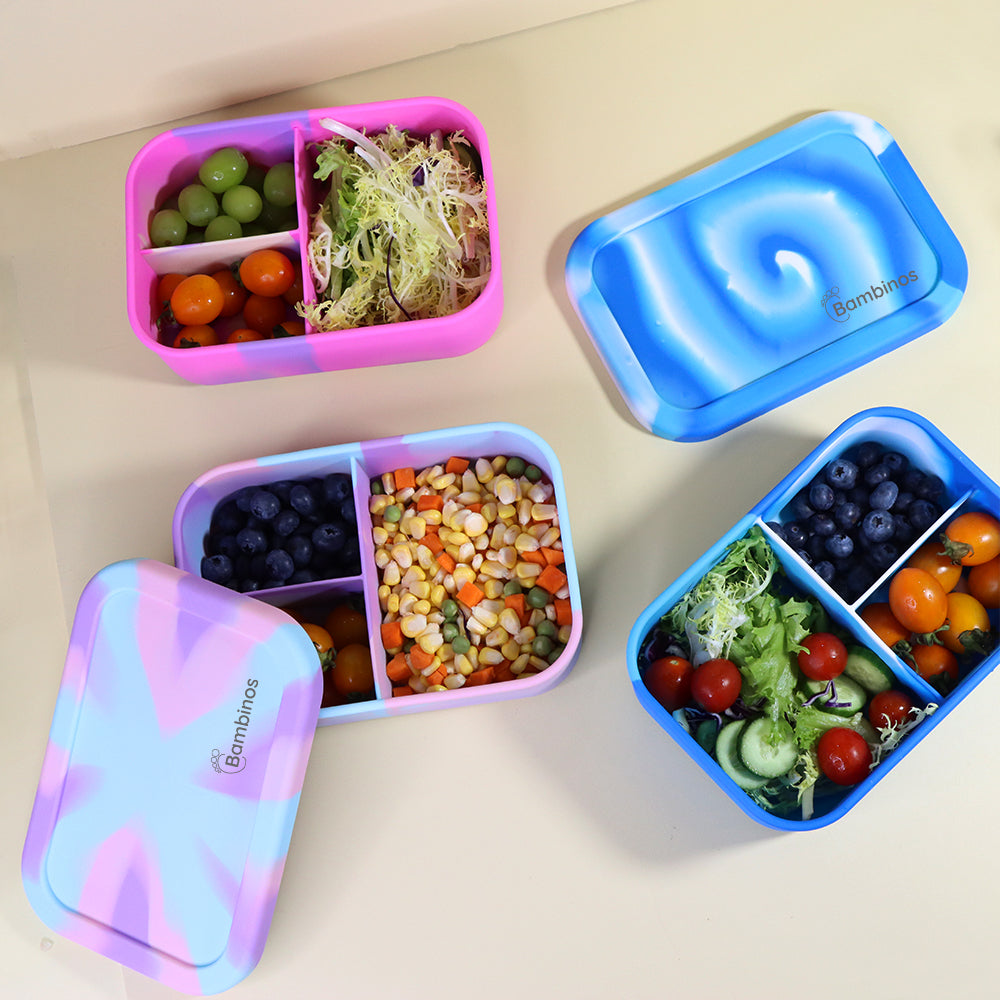 Bambinos Kids Silicone Lunch Box Portable Bento Box Food Storage School Container