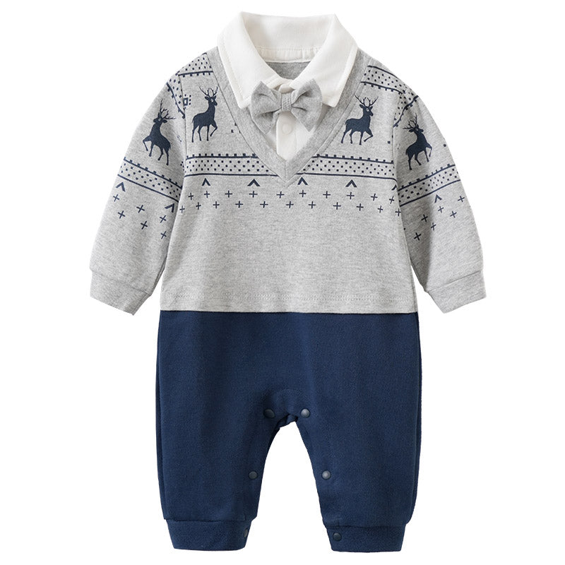 Smart Deer Bow tie baby romper.