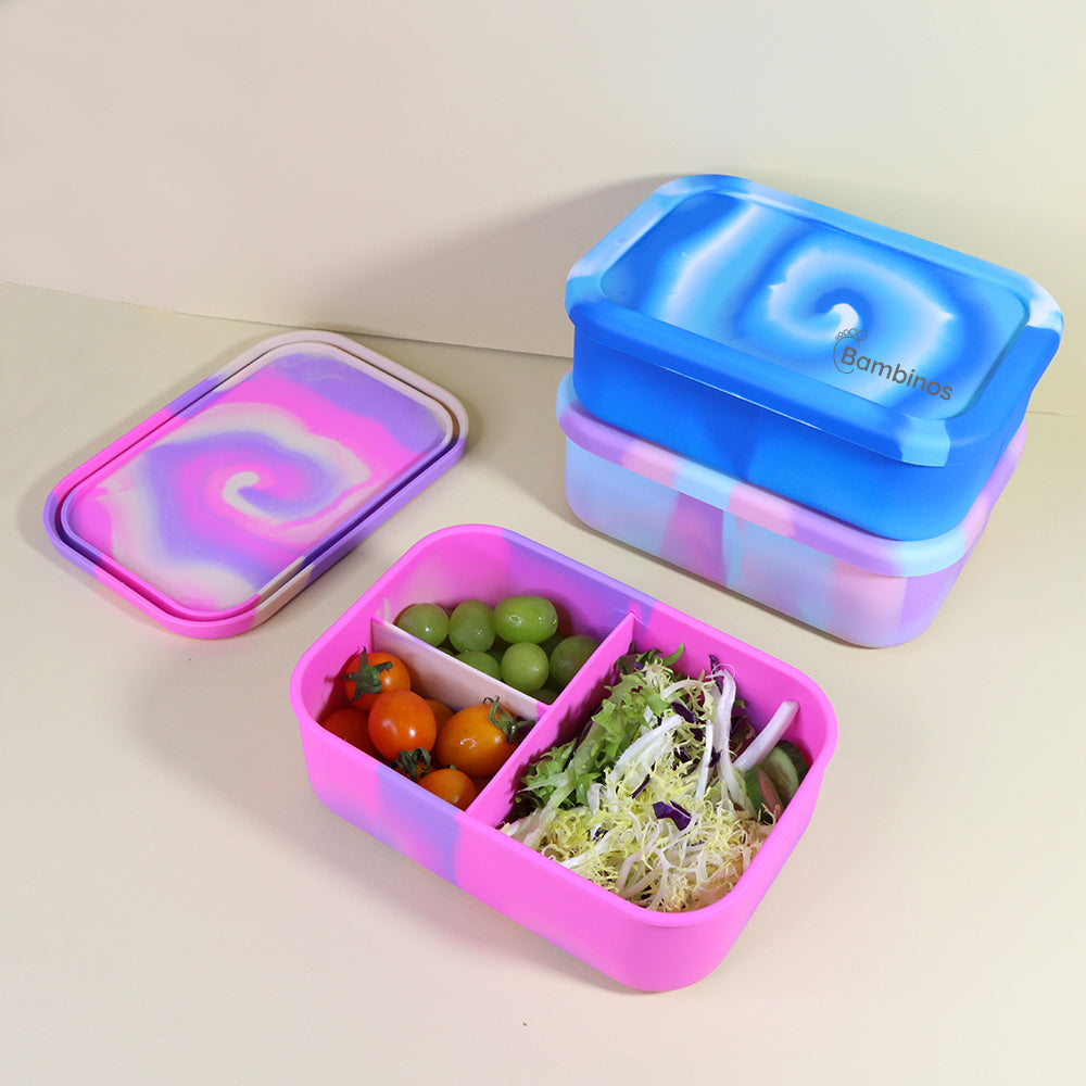 Bambinos Kids Silicone Lunch Box Portable Bento Box Food Storage School Container